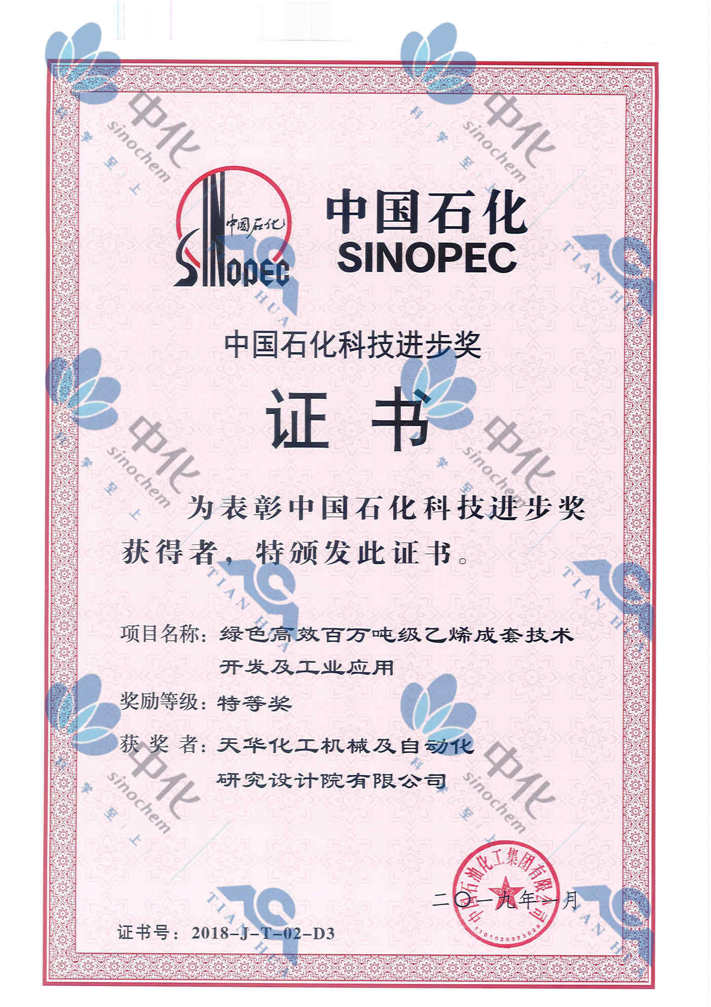 中国石化科学技术特等奖